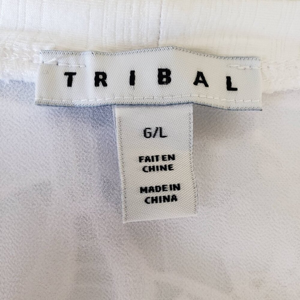 Tribal White Open Cardigan Lace & Pleat Back L - Picture 7 of 11